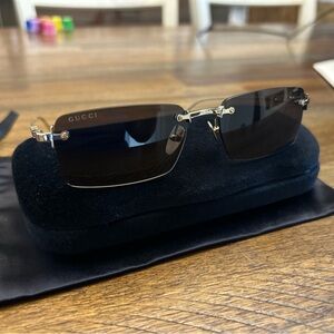 Gucci Black Sunglasses Gucci Block 56MM Rectangular Sunglasses